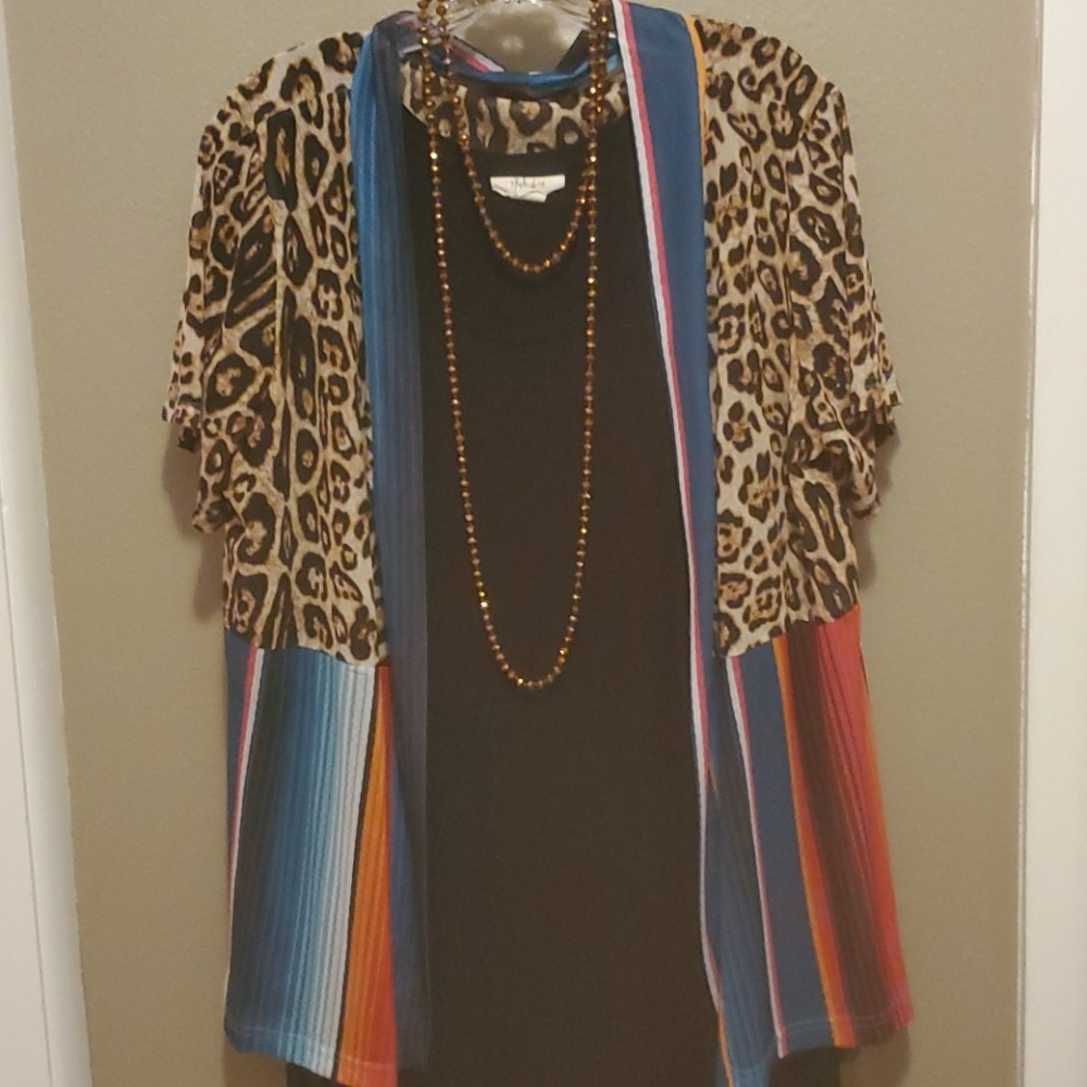 NWOT Crazy Train OS Leopard/Serape Kimono
